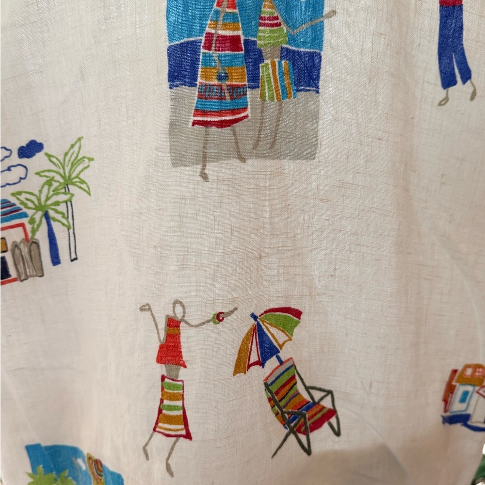 Hot Cotton by Marc Ware White Two-Piece Beach Print Linen Set XL - Picture 4 of 7